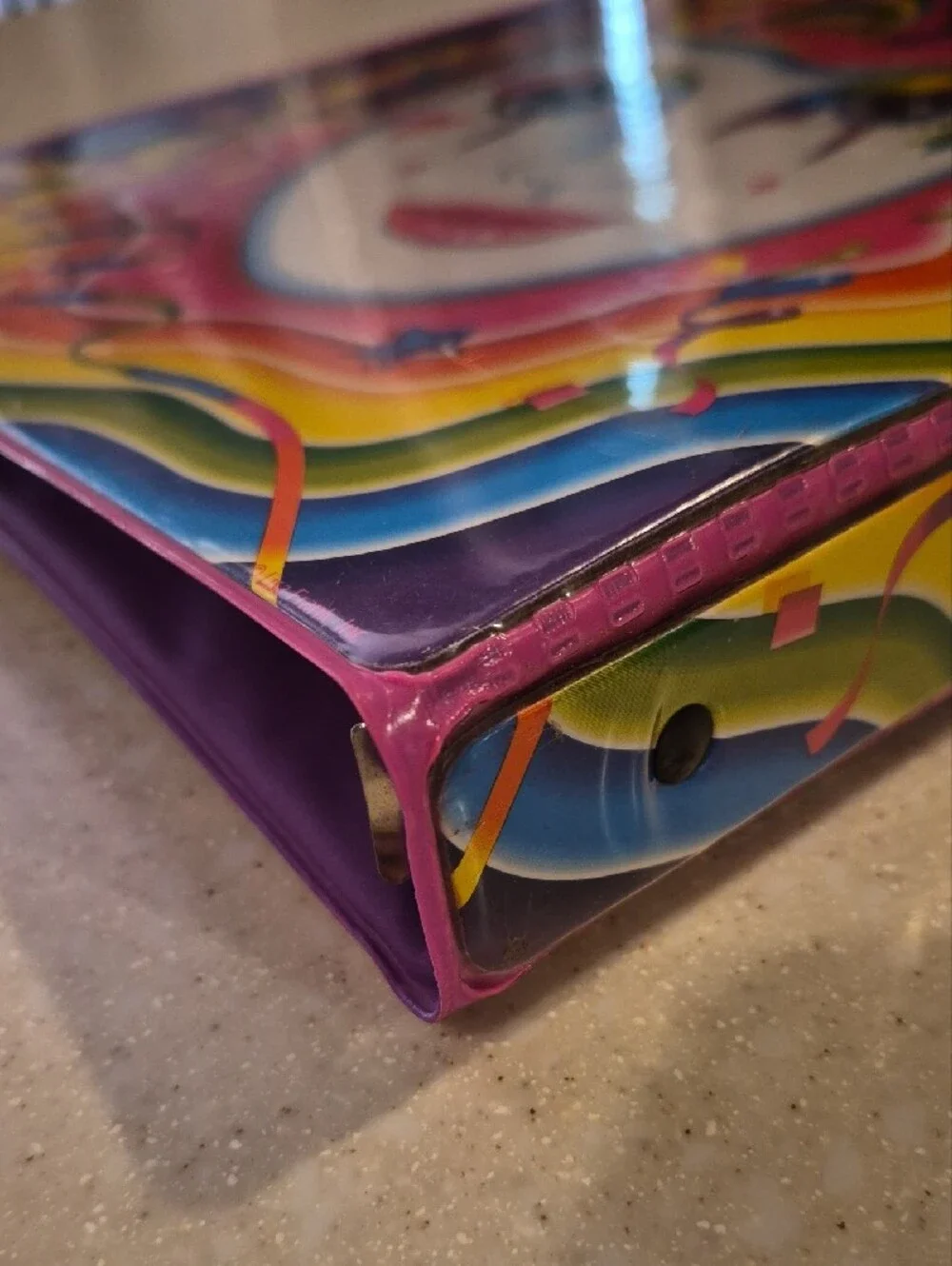 Vintage 1990s Lisa Frank Mardi Gras Clown Masquerade Jester Tri-Fold Binder